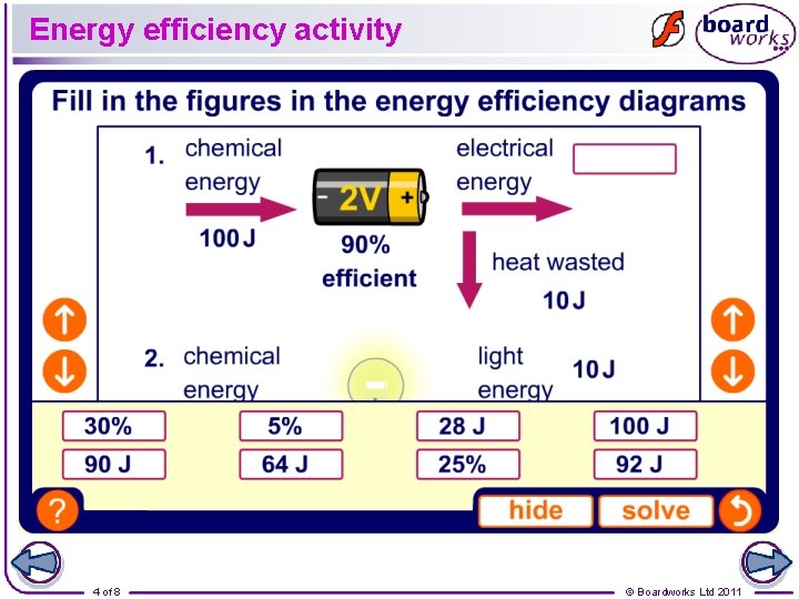 Energy efficiency activity 4 of 8 © Boardworks Ltd 2011 