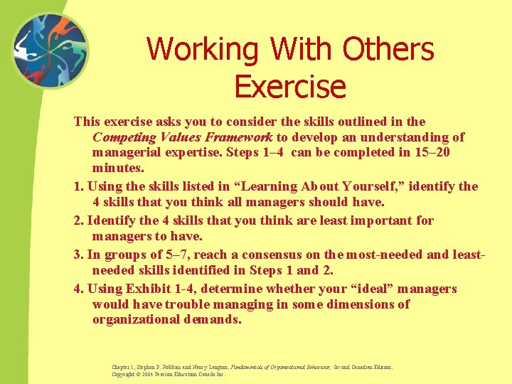 Working With Others Exercise This exercise asks you to consider the skills outlined in