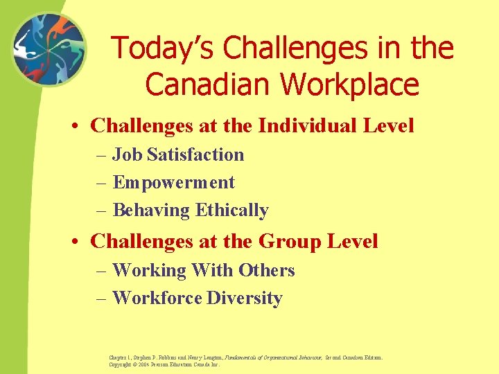 Today’s Challenges in the Canadian Workplace • Challenges at the Individual Level – Job
