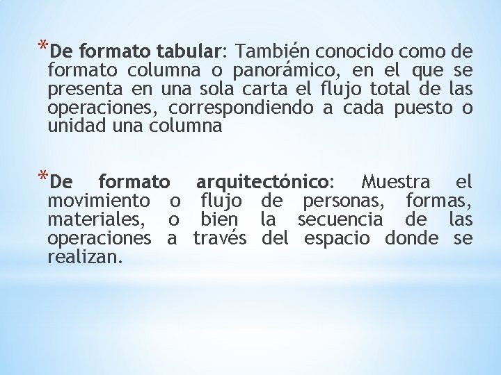 *De formato tabular: También conocido como de formato columna o panorámico, en el que