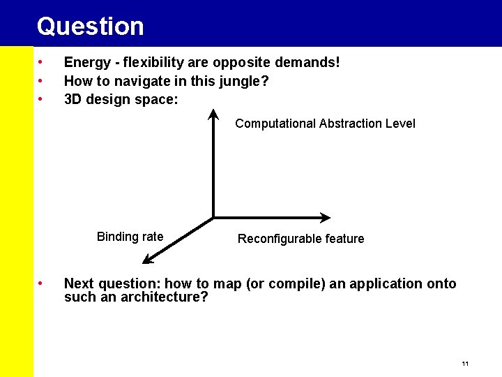 Question • • • Energy - flexibility are opposite demands! How to navigate in