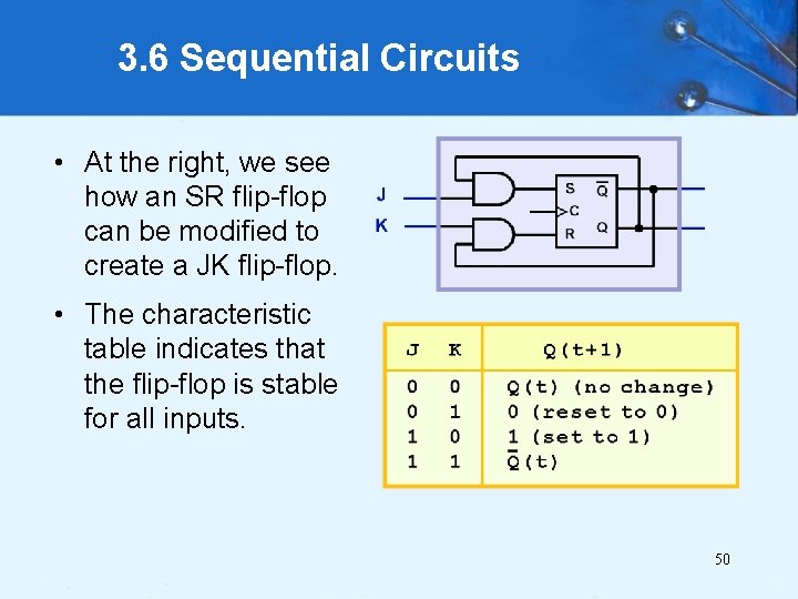 3. 6 Sequential Circuits • At the right, we see how an SR flip-flop