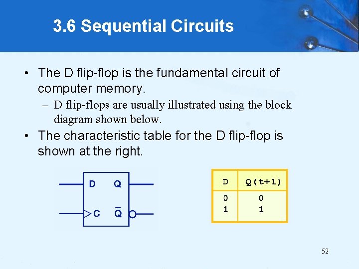 3. 6 Sequential Circuits • The D flip-flop is the fundamental circuit of computer