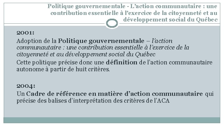 Politique gouvernementale - L’action communautaire : une contribution essentielle à l’exercice de la citoyenneté