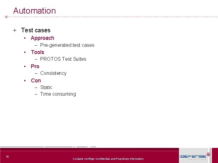 Automation + Test cases ▪ Approach – Pre-generated test cases ▪ Tools – PROTOS