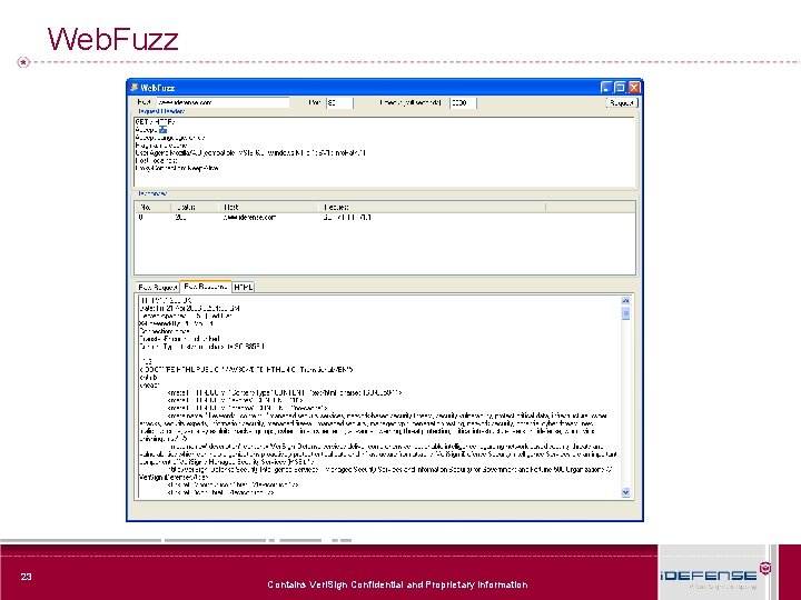 Web. Fuzz 23 Contains Veri. Sign Confidential and Proprietary Information 