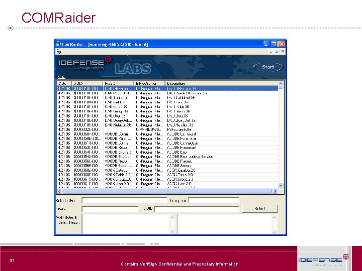 COMRaider 31 Contains Veri. Sign Confidential and Proprietary Information 