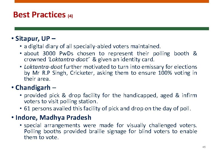 Best Practices (4) • Sitapur, UP – • a digital diary of all specially-abled