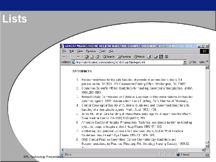 Lists SPL Technology Presentation 23 