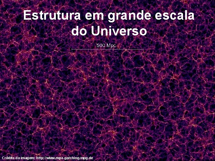 Estrutura em grande escala do Universo Crédito da imagem: http: //www. mpa-garching. mpg. de