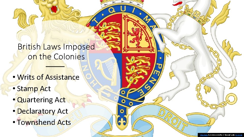 British Laws Imposed on the Colonies • Writs of Assistance • Stamp Act •