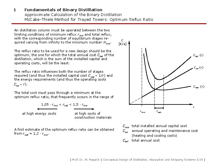 1 Fundamentals of Binary Distillation Approximate Calculation of the Binary Distillation Mc. Cabe-Thiele Method