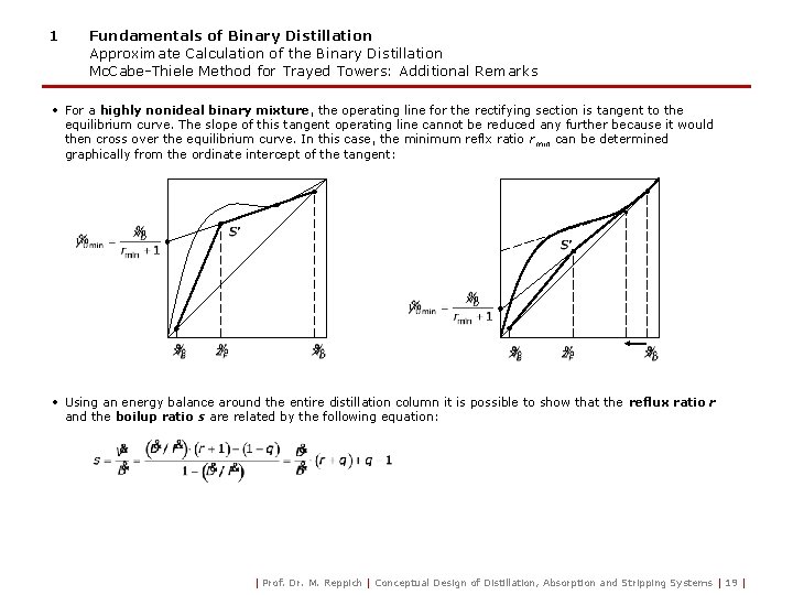 1 Fundamentals of Binary Distillation Approximate Calculation of the Binary Distillation Mc. Cabe-Thiele Method