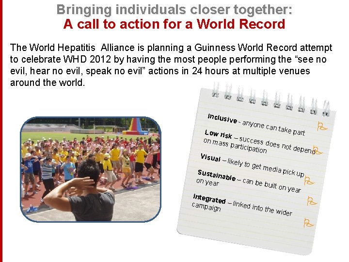 Bringing individuals closer together: A call to action for a World Record The World