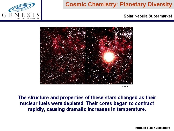 Cosmic Chemistry: Planetary Diversity Solar Nebula Supermarket NASA The structure and properties of these