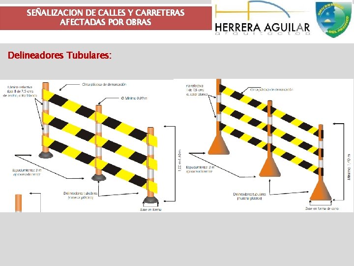 SEÑALIZACION DE CALLES Y CARRETERAS AFECTADAS POR OBRAS Delineadores Tubulares: 