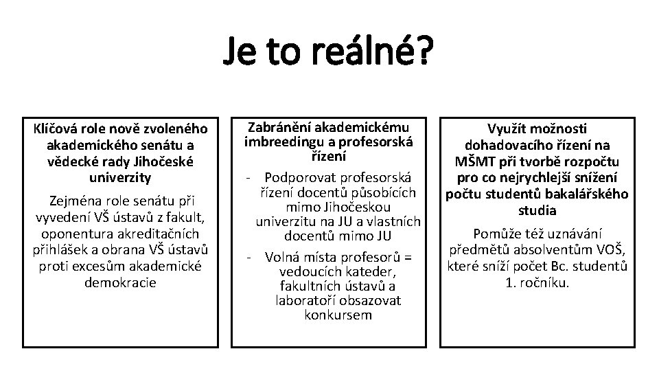 Je to reálné? Klíčová role nově zvoleného akademického senátu a vědecké rady Jihočeské univerzity