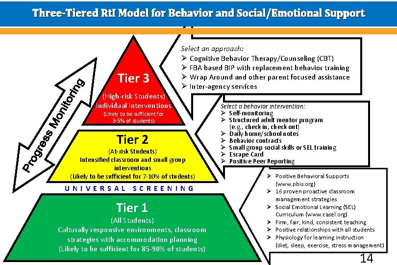 Three-Tiered Rt. I Model for Behavior and Social/Emotional Support Tier 3 Select an approach: