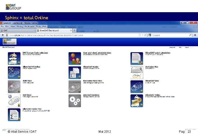 Sphinx = totul Online © Aliat Service / DAT Mai 2012 Pag: 23 