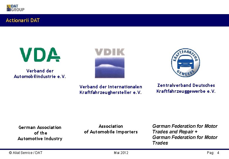 Actionarii DAT Verband der Automobilindustrie e. V. German Association of the Automotive Industry ©