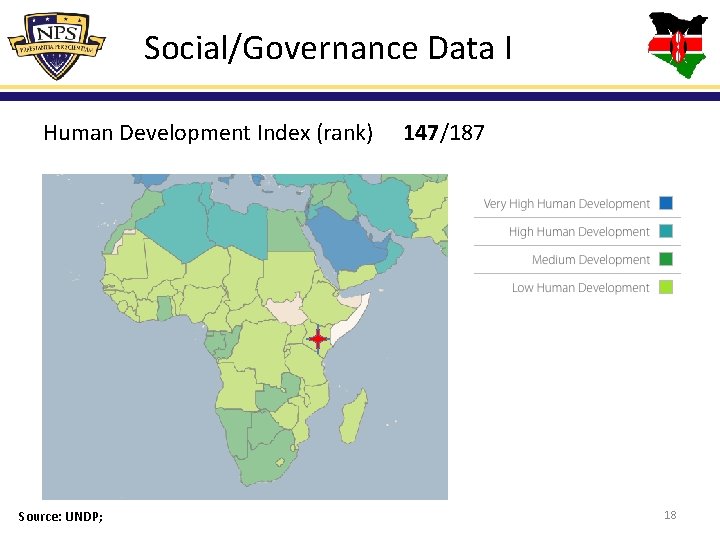 Social/Governance Data I Human Development Index (rank) Source: UNDP; 147/187 18 