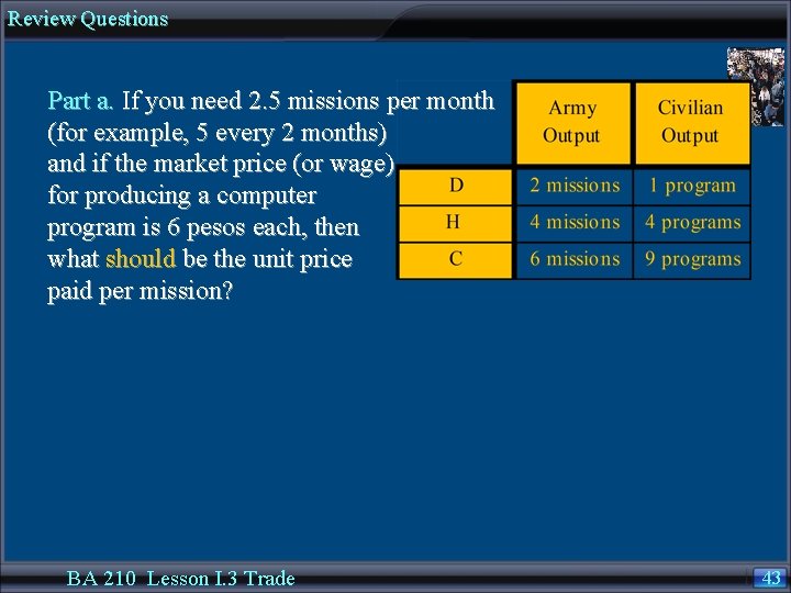 Review Questions Part a. If you need 2. 5 missions per month (for example,