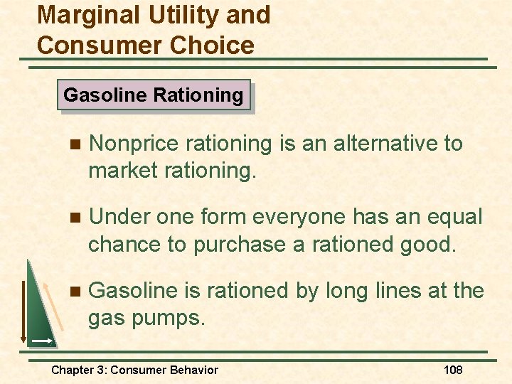 Marginal Utility and Consumer Choice Gasoline Rationing n Nonprice rationing is an alternative to Marginal Utility and Consumer Choice Gasoline Rationing n Nonprice rationing is an alternative to