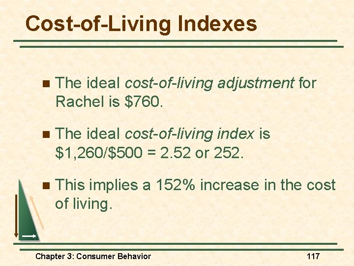 Cost-of-Living Indexes n The ideal cost-of-living adjustment for Rachel is $760. n The ideal Cost-of-Living Indexes n The ideal cost-of-living adjustment for Rachel is $760. n The ideal