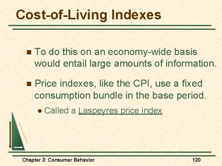 Cost-of-Living Indexes n To do this on an economy-wide basis would entail large amounts Cost-of-Living Indexes n To do this on an economy-wide basis would entail large amounts