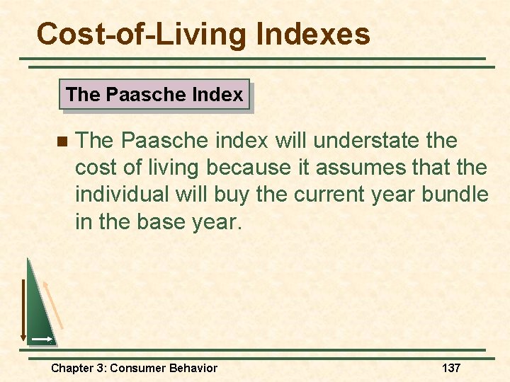 Cost-of-Living Indexes The Paasche Index n The Paasche index will understate the cost of Cost-of-Living Indexes The Paasche Index n The Paasche index will understate the cost of