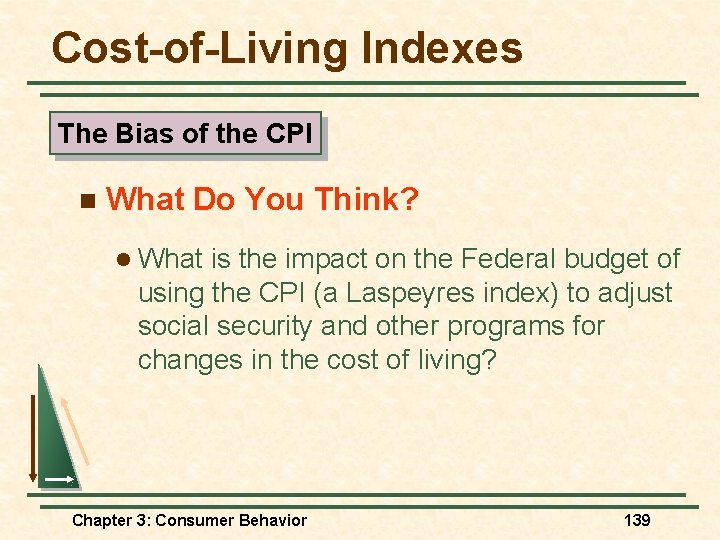 Cost-of-Living Indexes The Bias of the CPI n What Do You Think? l What Cost-of-Living Indexes The Bias of the CPI n What Do You Think? l What