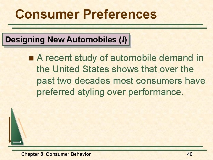 Consumer Preferences Designing New Automobiles (I) n A recent study of automobile demand in Consumer Preferences Designing New Automobiles (I) n A recent study of automobile demand in