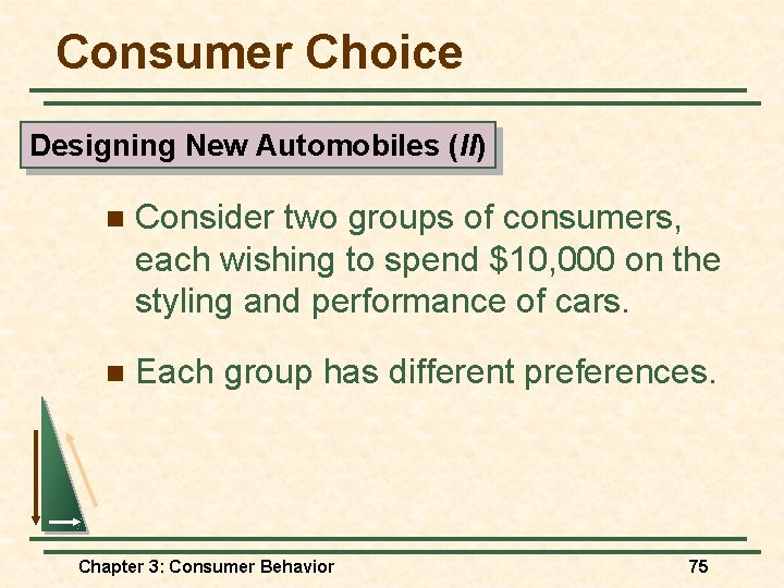 Consumer Choice Designing New Automobiles (II) n Consider two groups of consumers, each wishing Consumer Choice Designing New Automobiles (II) n Consider two groups of consumers, each wishing