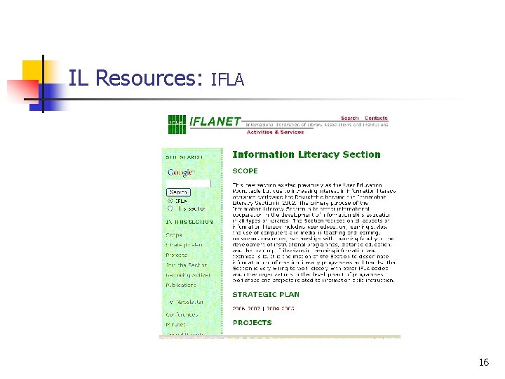 IL Resources: IFLA 16 