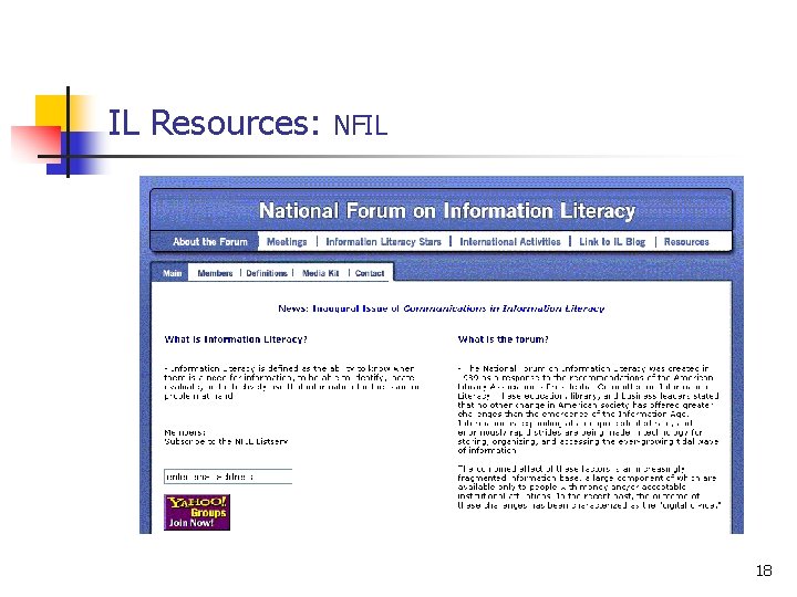 IL Resources: NFIL 18 