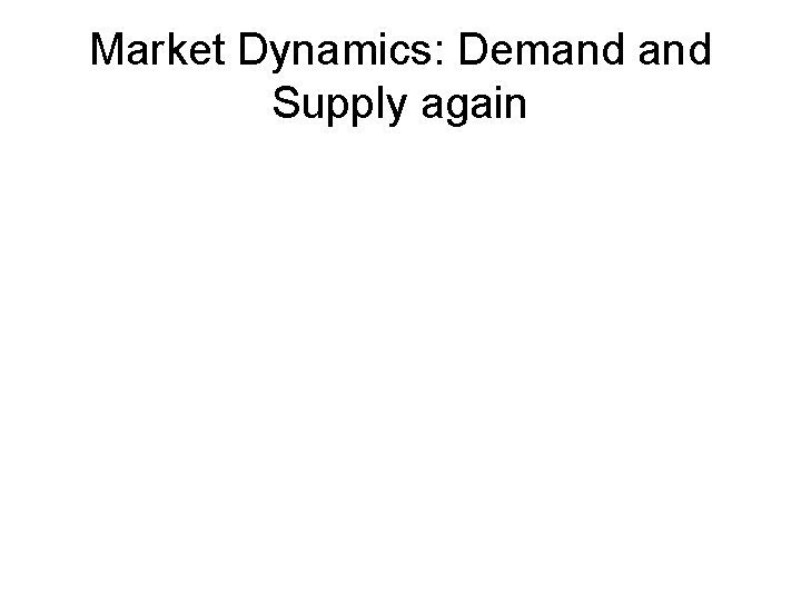 Market Dynamics: Demand Supply again 