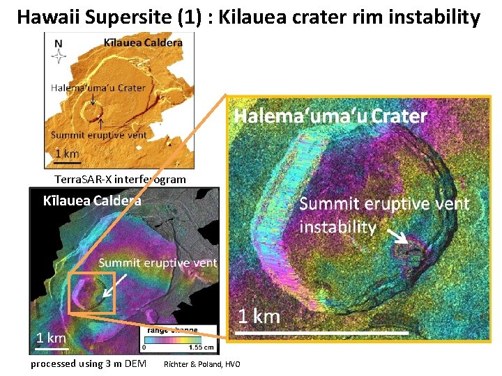 Hawaii Supersite (1) : Kilauea crater rim instability Terra. SAR-X interferogram Summit vent processed