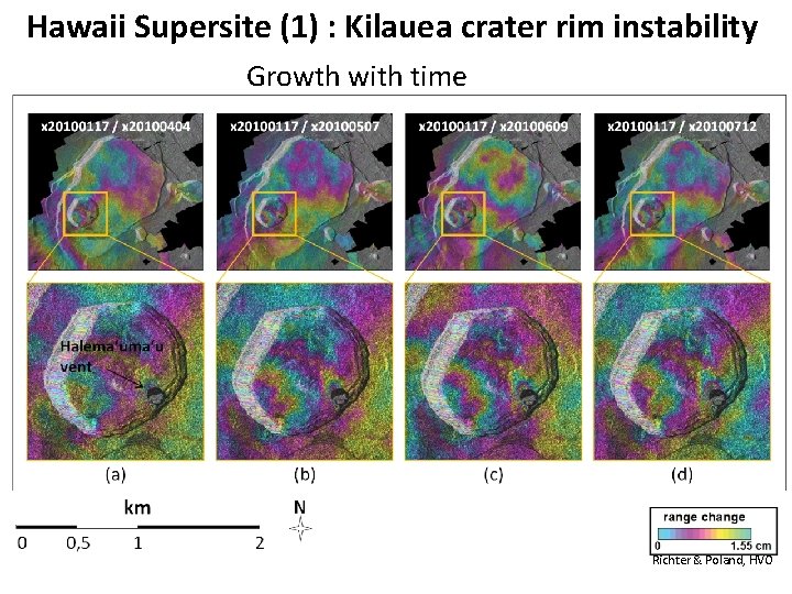 Hawaii Supersite (1) : Kilauea crater rim instability Growth with time Richter & Poland,