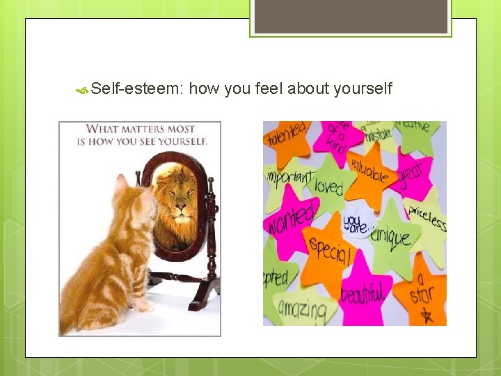  Self-esteem: how you feel about yourself 