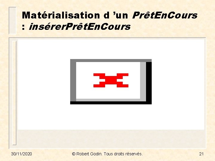 Matérialisation d ’un Prêt. En. Cours : insérer. Prêt. En. Cours 30/11/2020 © Robert