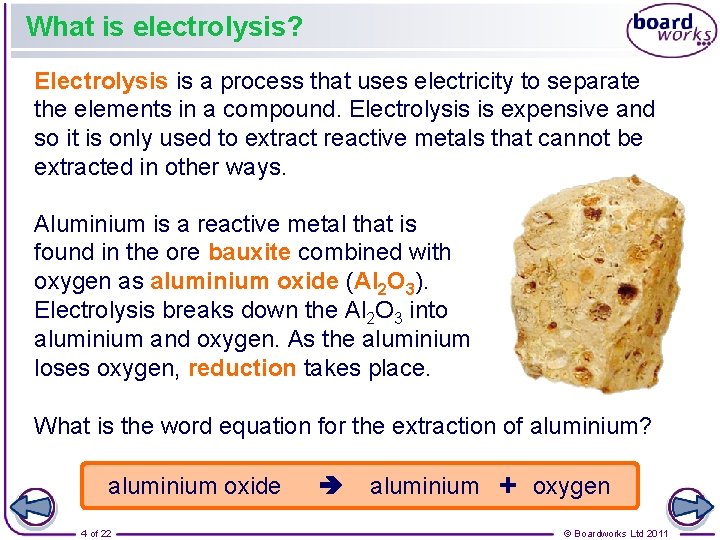What is electrolysis? Electrolysis is a process that uses electricity to separate the elements