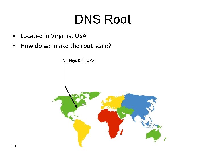 DNS Root • Located in Virginia, USA • How do we make the root