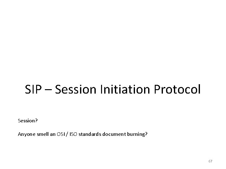 SIP – Session Initiation Protocol Session? Anyone smell an OSI / ISO standards document