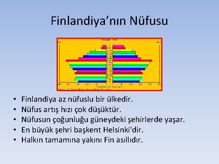 Finlandiya’nın Nüfusu • • • Finlandiya az nüfuslu bir ülkedir. Nüfus artış hızı çok