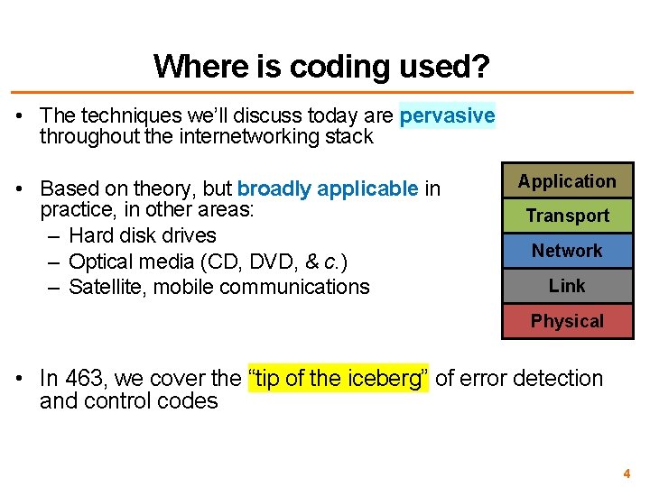 Where is coding used? • The techniques we’ll discuss today are pervasive throughout the