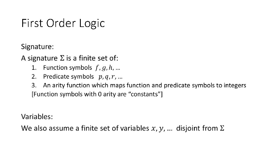 First Order Logic • 