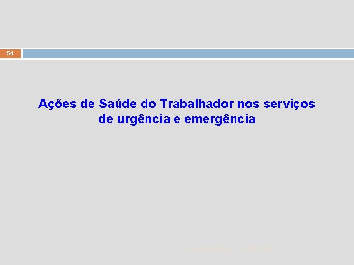 54 Ações de Saúde do Trabalhador nos serviços de urgência e emergência Zuher Handar