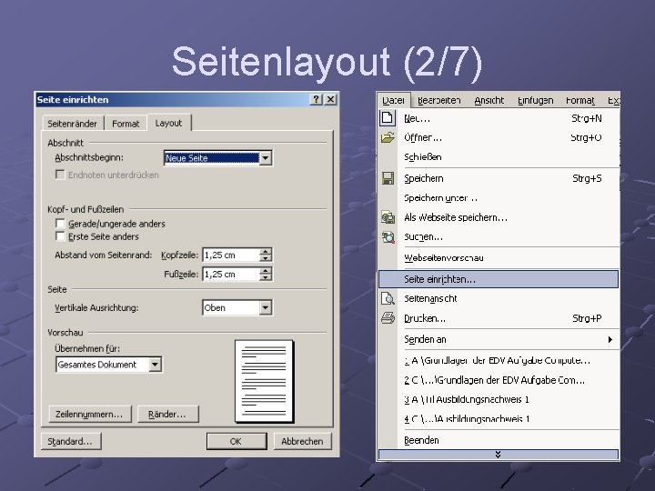 Seitenlayout (2/7) 