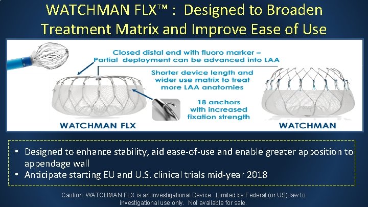 WATCHMAN FLX™ : Designed to Broaden Treatment Matrix and Improve Ease of Use •