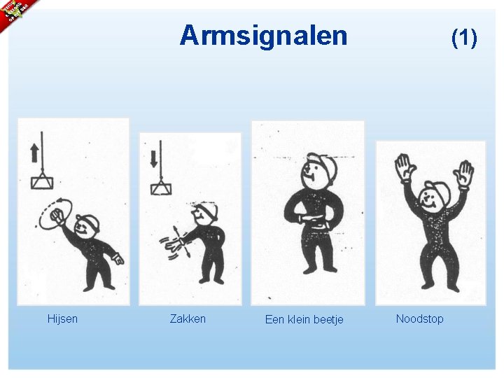 Armsignalen Hijsen Zakken Een klein beetje (1) Noodstop 